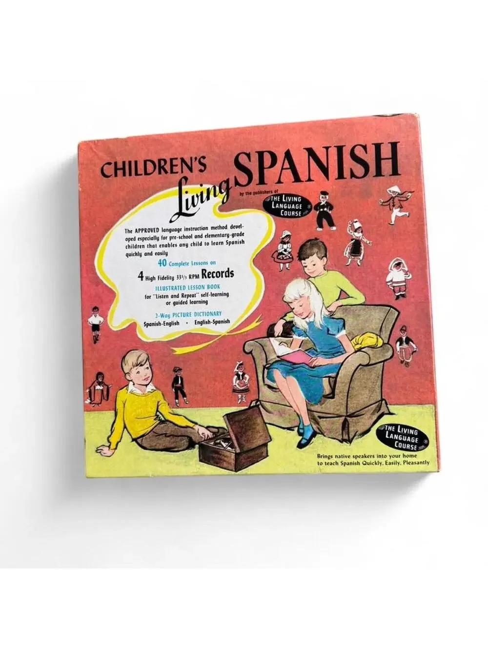 Vintage Children's Living Spanish 40 Lesson Set. Books Records 1958 Educational